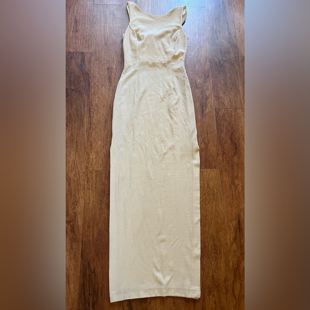 Scott McClintock maxi dress bodycon draped cocktail event Champaign sparkle sz 4